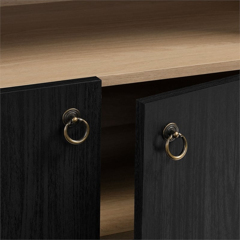 Pemberly Row Contemporary Storage Display Cabinet Bookshelf in Black