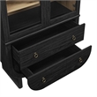 Pemberly Row Contemporary Display Cabinet with Tempered Glass Doors in Black