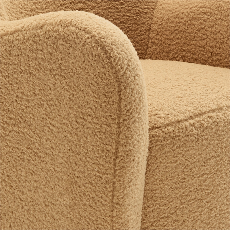 Pemberly Row Contemporary Swivel Accent Chair in Camel Walnut