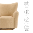 Pemberly Row Contemporary Swivel Accent Chair in Ivory Walnut