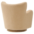 Pemberly Row Contemporary Swivel Accent Chair in Ivory Walnut