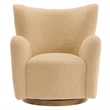 Pemberly Row Contemporary Swivel Accent Chair in Ivory Walnut
