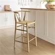 Pemberly Row Contemporary Elm Wood Bar Stool in Weathered Gray Teak