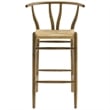 Pemberly Row Contemporary Elm Wood Bar Stool in Weathered Gray Teak