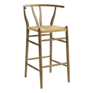 Pemberly Row Contemporary Elm Wood Bar Stool in Weathered Gray Teak