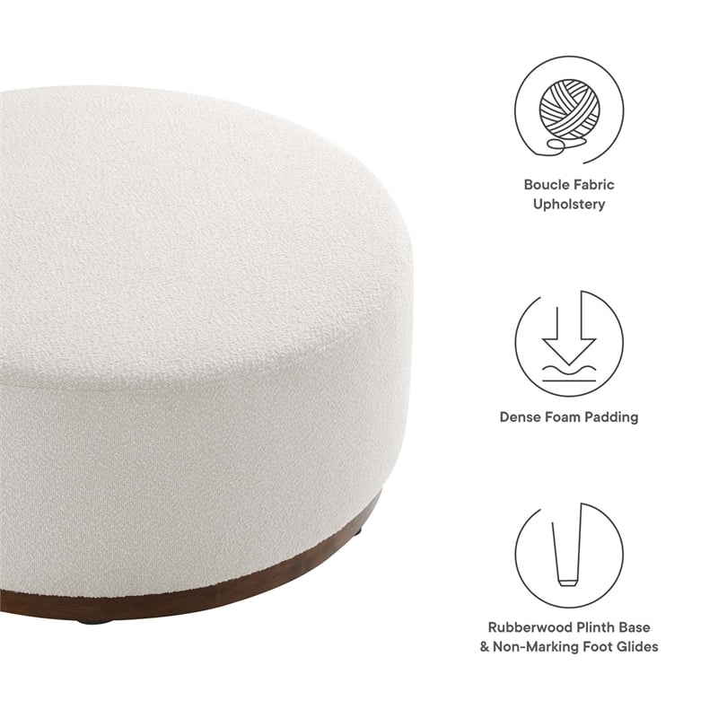 Pemberly Row Performance Velvet Upholstered Ottoman in Cloud Walnut