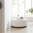 Pemberly Row Performance Velvet Upholstered Ottoman in Cloud Walnut