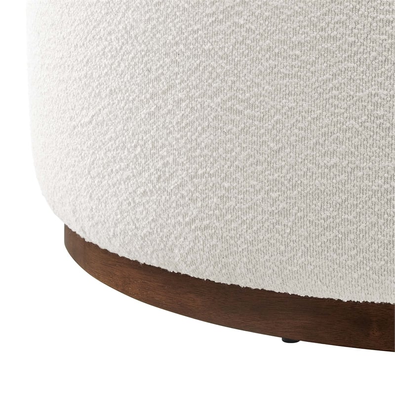Pemberly Row Performance Velvet Upholstered Ottoman in Cloud Walnut