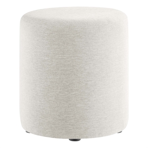 Pemberly Row 16&quot Round Woven Heathered Fabric Ottoman in Heathered Weave Ivory