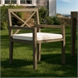 Pemberly Row Outdoor Patio Teak Dining Armchair in Weathered Gray White