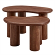 Pemberly Row Contemporary Mango Wood Nesting Coffee Table Set in Walnut