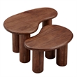 Pemberly Row Contemporary Mango Wood Nesting Coffee Table Set in Walnut