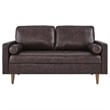 Pemberly Row Modern Leather and Dense Foam Loveseat in Brown Finish