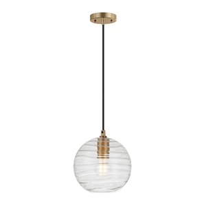 Pemberly Row Modern / Contemporary 8&quot Brass Metal/Glass Pendant