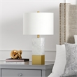 Pemberly Row Italian Marble Table Lamp w/ Black/Bronze Metal Accent Fabric Shade