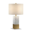 Pemberly Row Italian Marble Table Lamp w/ Black/Bronze Metal Accent Fabric Shade