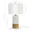 Pemberly Row Italian Marble Table Lamp w/ Black/Bronze Metal Accent Fabric Shade
