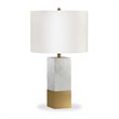 Pemberly Row Italian Marble Table Lamp w/ Black/Bronze Metal Accent Fabric Shade