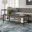 Pemberly Row Rectangle Coffee Table in Black and Bronze with Mirrored Shelf