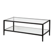 Pemberly Row Rectangle Coffee Table in Black and Bronze with Mirrored Shelf