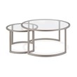 Pemberly Row Contemporary Metal Two Tier Glass Top Nickel and Gray Coffee Table