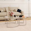 Pemberly Row Contemporary Metal Two Tier Glass Top Nickel and Gray Coffee Table