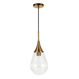 Pemberly Row Modern / Contemporary 7&quot Brass Metal/Glass Pendant