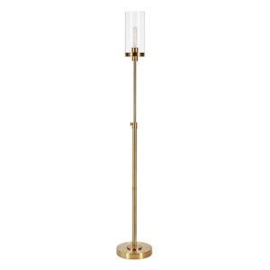 Pemberly Row Handcrafted Contemporary 11&quot Brass Metal/Glass Floor Lamp