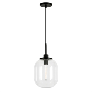 Pemberly Row Contemporary 9&quot Blackened Bronze Metal/Glass Pendant