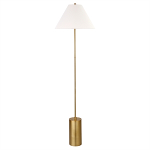 Pemberly Row Handcrafted Contemporary 18&quot Brass Metal/Fabric Floor Lamp