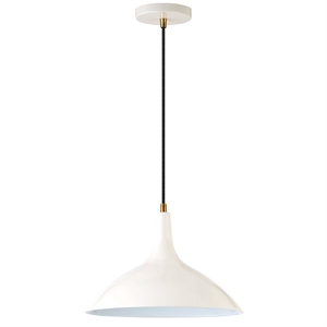 Pemberly Row Contemporary 14&quot Pearled White/Brass Metal Pendant