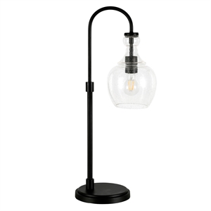 Pemberly Row Contemporary 11&quot Blackened Bronze Metal/Glass Table Lamp