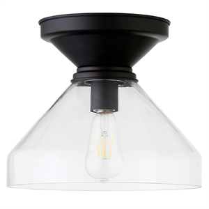 Pemberly Row Contemporary 12&quot Blackened Bronze Metal/Glass Semi Flush Mount