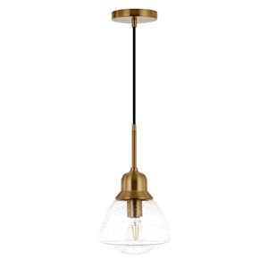Pemberly Row Modern / Contemporary 8&quot Brass Metal/Glass Pendant