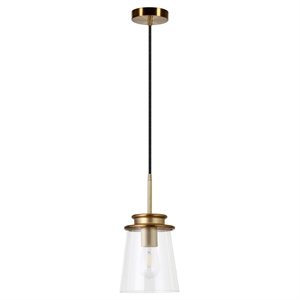 Pemberly Row Modern / Contemporary 7&quot Brass Metal/Glass Pendant