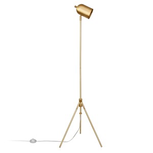 Pemberly Row Handcrafted Mid-Century 14&quot Brass Metal Floor Lamp