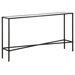 Pemberly Row Contemporary 55&quot Blackened Bronze Metal/Glass Console Table