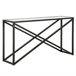 Pemberly Row Contemporary 55&quot Blackened Bronze Metal/Glass Console Table