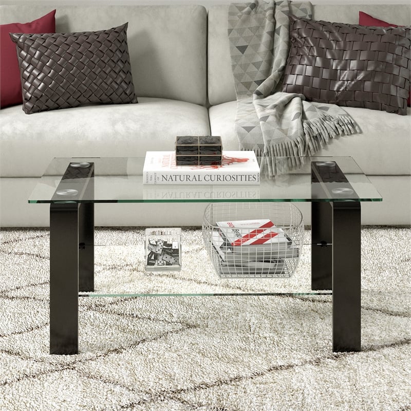 Pemberly Row Handcrafted Contemporary Black Bronze Coffee Table