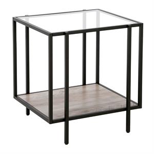 Pemberly Row 20&quot Blackened Bronze/Gray Oak Metal/Glass Side Table