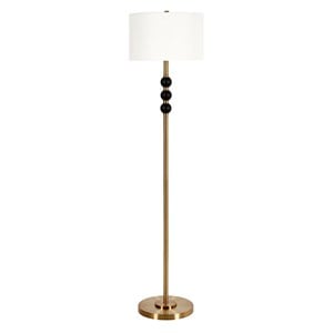 Pemberly Row 15&quot Brass/Blackened Bronze Metal/Fabric Floor Lamp