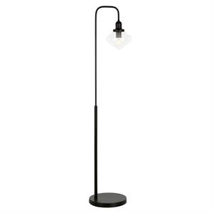 Pemberly Row Transitional 12&quot Blackened Bronze Metal/Glass Floor Lamp