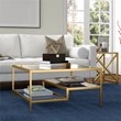 Pemberly Row Handcrafted Contemporary Brass Finish Square Coffee Table