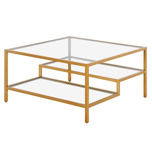 Pemberly Row Handcrafted Contemporary Brass Finish Square Coffee Table