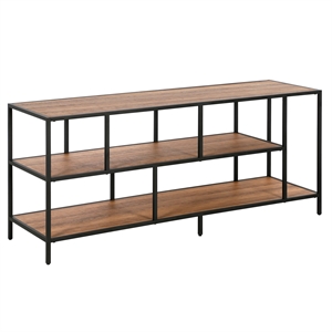 Pemberly Row Contemporary 55&quot Blackened Bronze/Rustic Oak Metal TV Stand