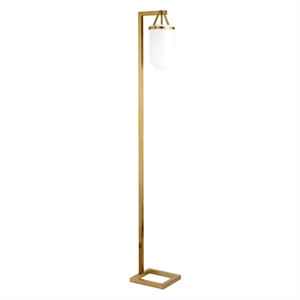 Pemberly Row Contemporary 10&quot Brass Finish Metal/Glass Floor Lamp