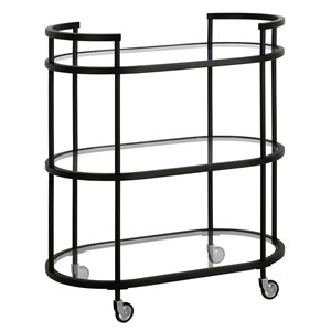Pemberly Row Contemporary 30&quot Blackened Bronze Metal/Glass Bar Cart