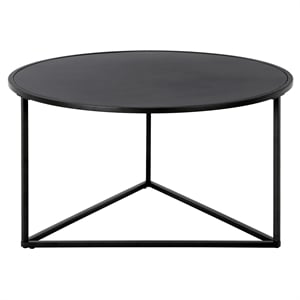Pemberly Row Contemporary Black Bronze Round Coffee Table with Metal Top