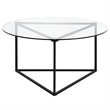 Pemberly Row Contemporary Black Bronze Round Coffee Table with Glass Top
