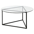 Pemberly Row Contemporary Black Bronze Round Coffee Table with Glass Top